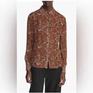 NEW RAG & BONE rag & bone antonia top in brown multi XS